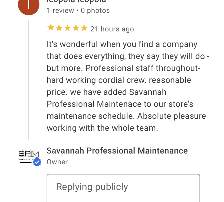 See what Savannah Professional Maintenance Customers are Saying